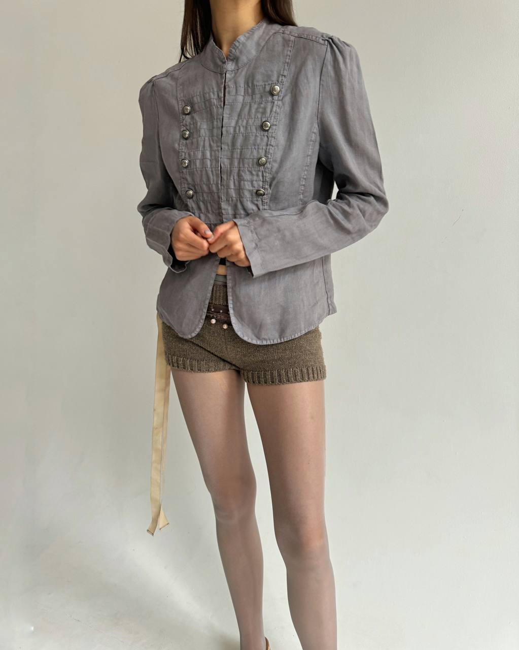 Vintage linen soldier jacket made in Italy