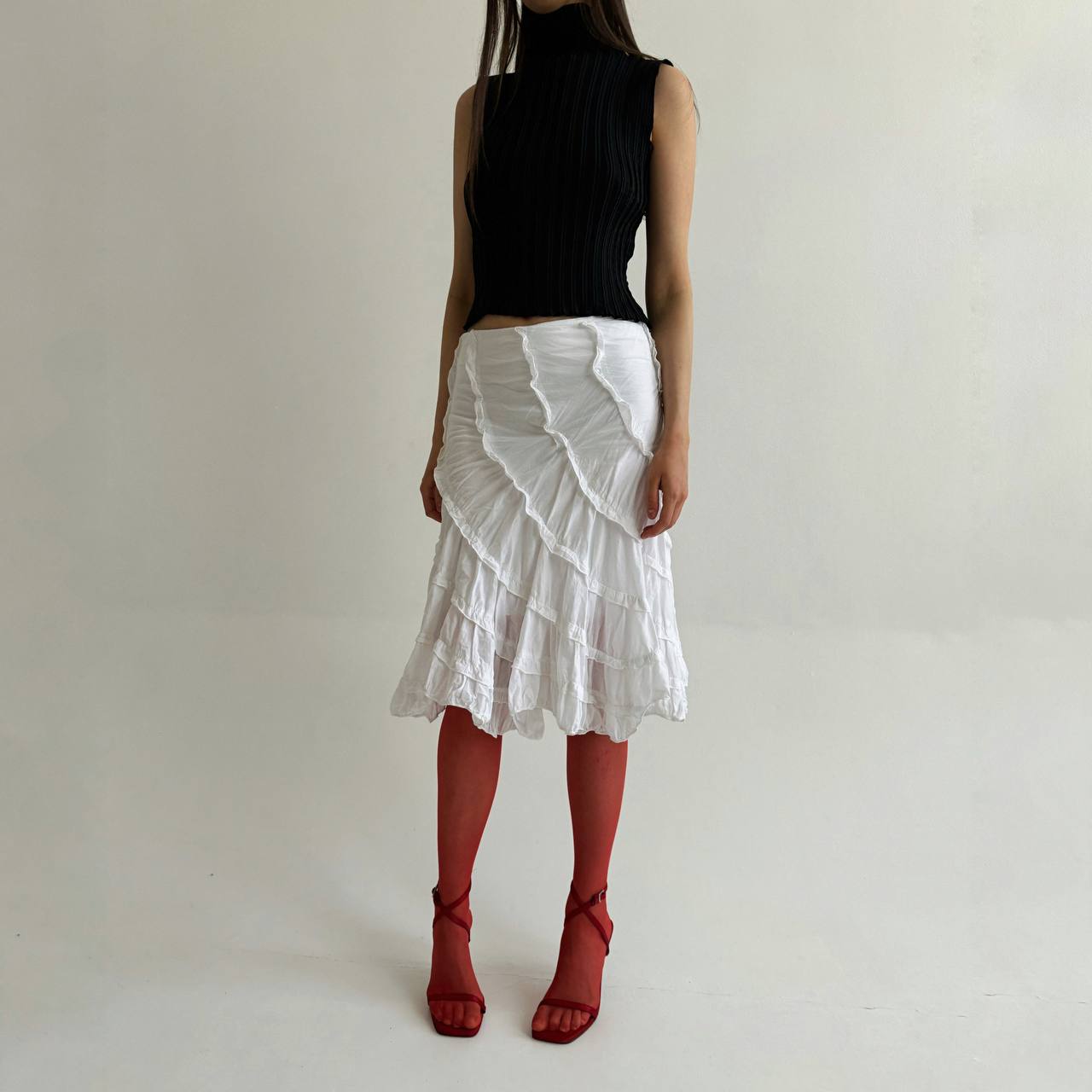 Vintage cotton white ruffled skirt