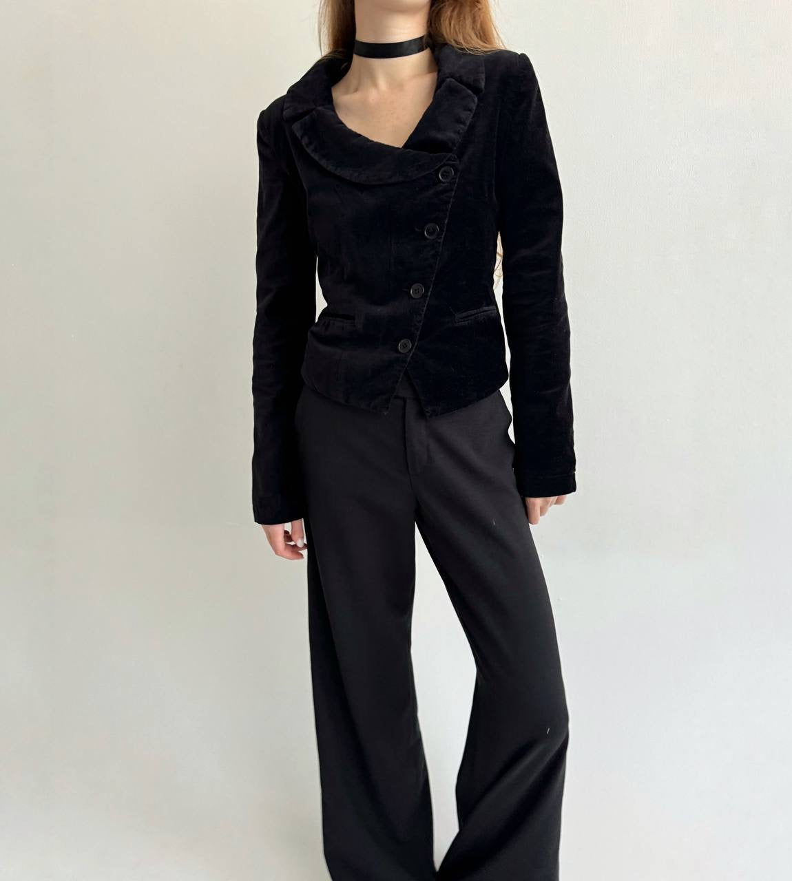 Y2K cotton velvet asymmetrical blazer