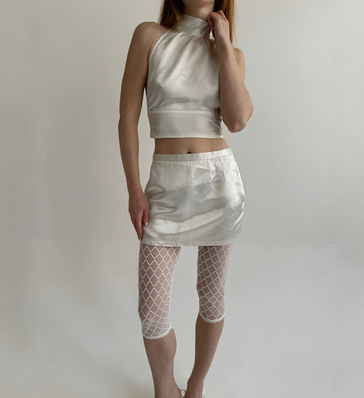 Vintage high waisted satin mini skirt