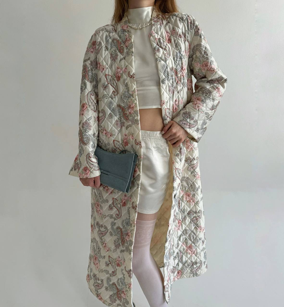Vintage quilted flower pattern coat