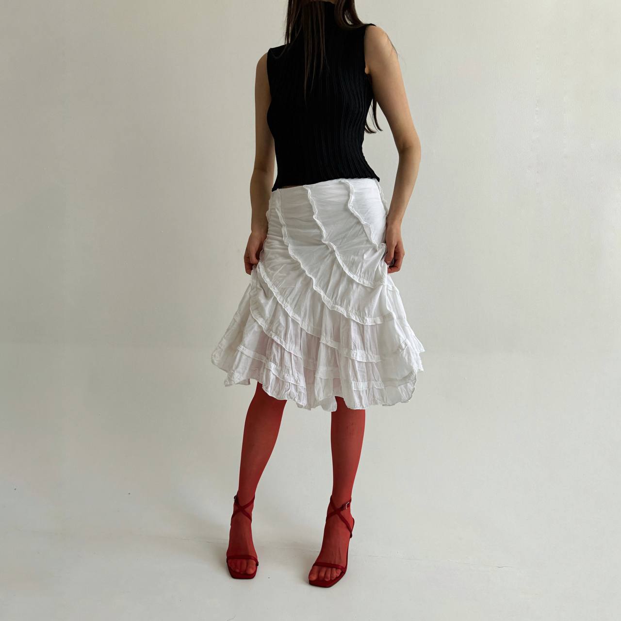 Vintage cotton white ruffled skirt