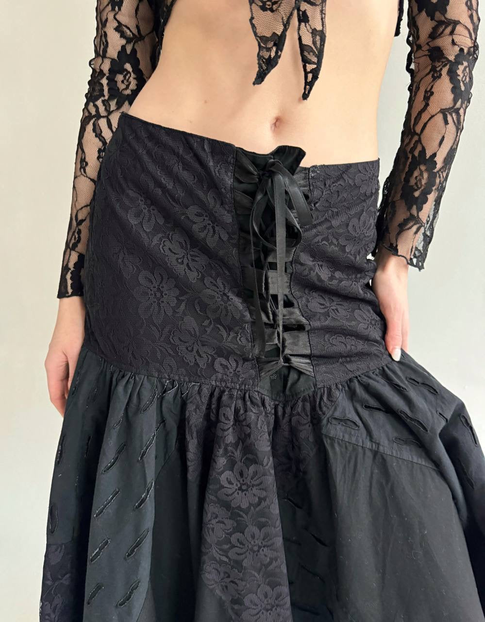 Vintage cotton made in France gothic maxi skirt