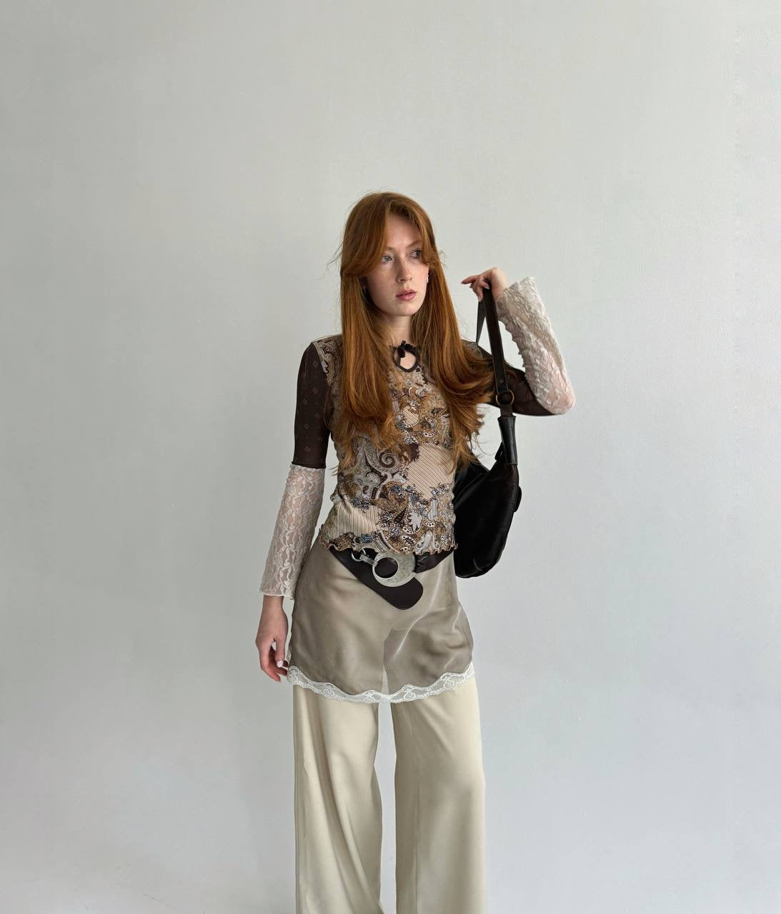Vintage Y2K printed top with chest bow