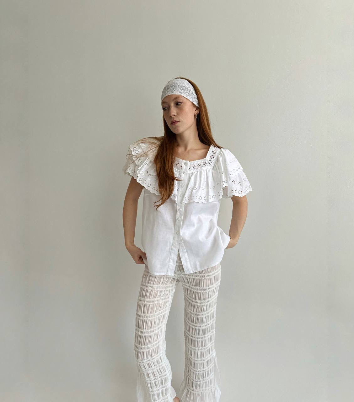 Vintage cotton embroidery blouse