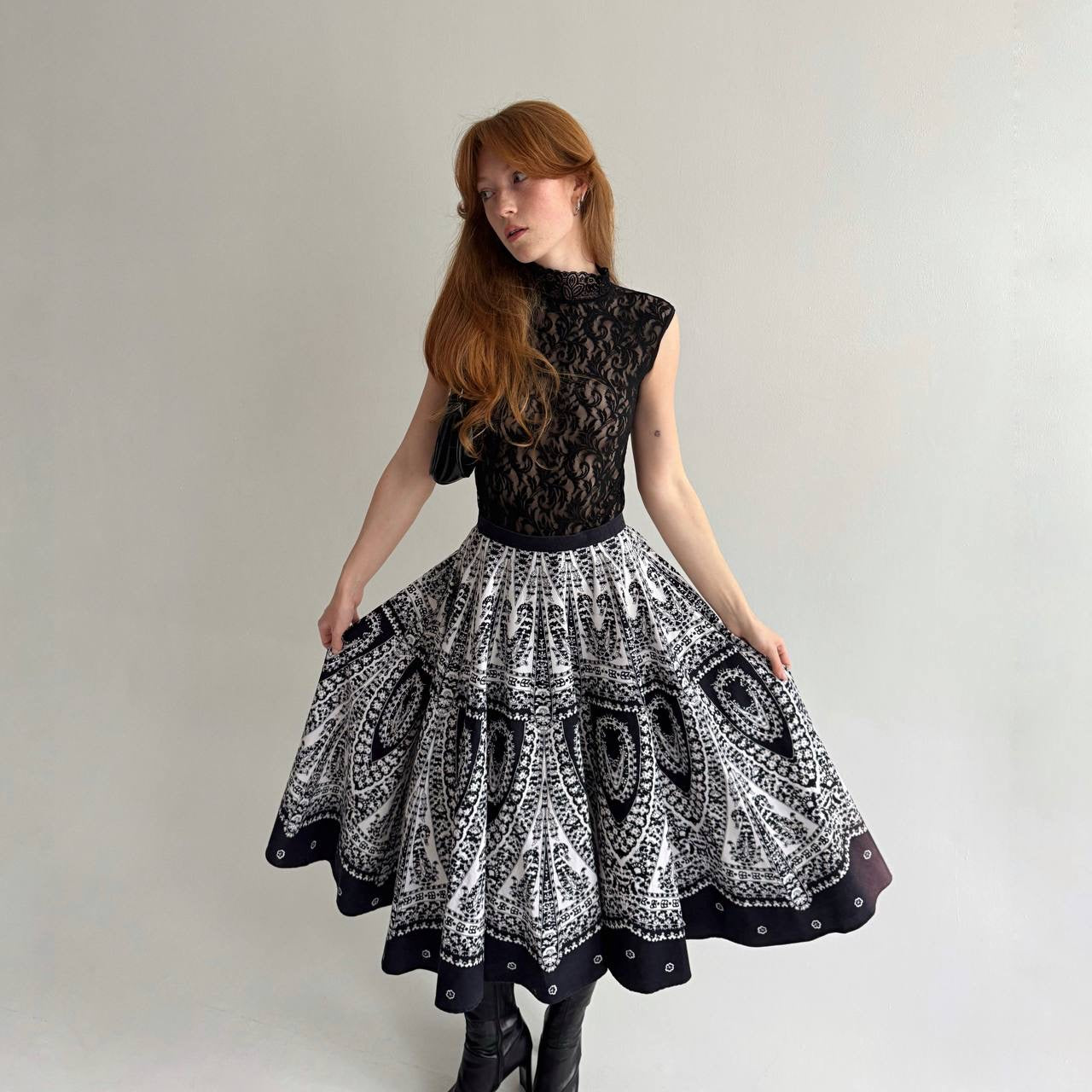 Vintage cotton A shape midi skirt