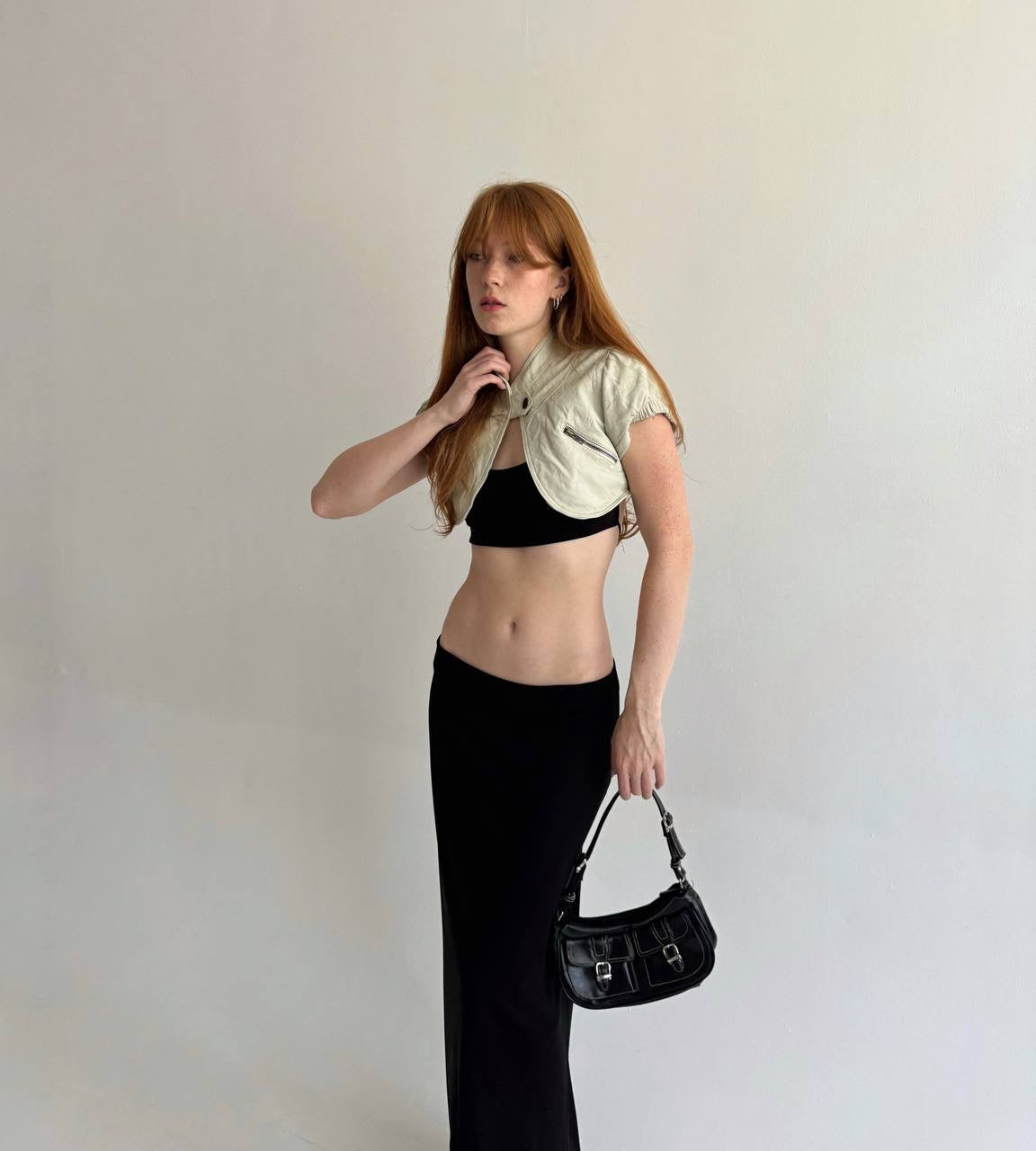 Vintage genuine leather cropped bolero