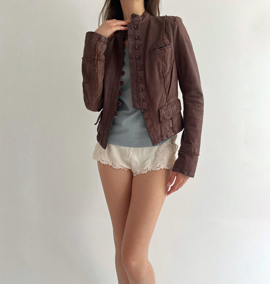 Vintage genuine leather admiral jacket