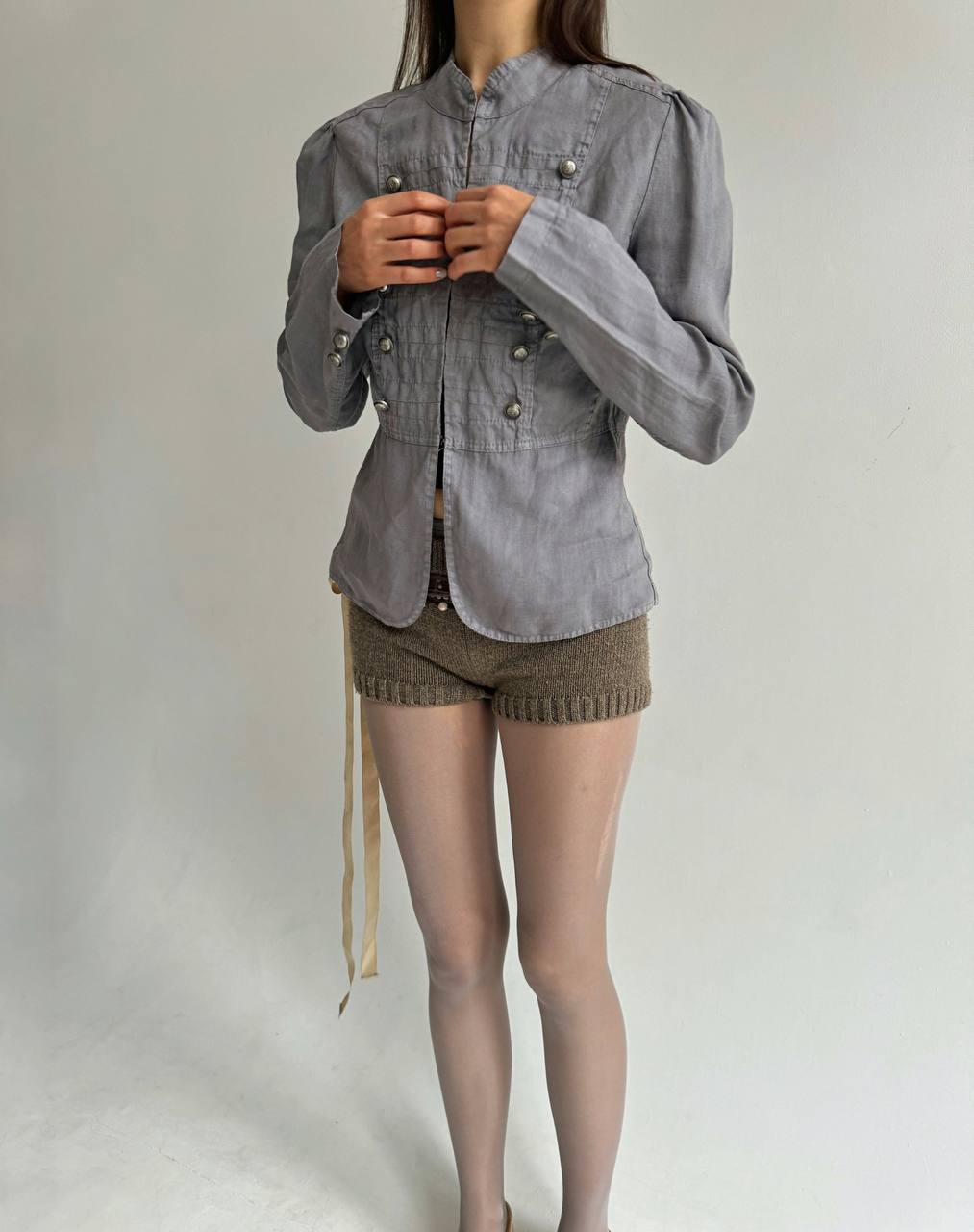 Vintage linen soldier jacket made in Italy