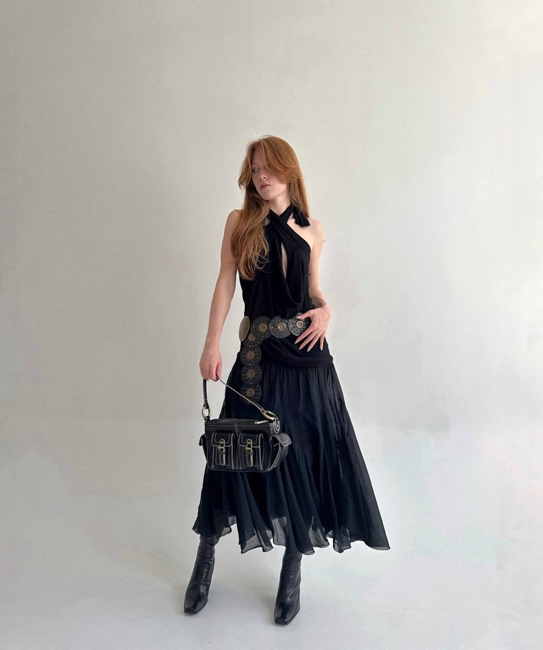 Vintage flowy skirt made of 60% silk 40% viscose