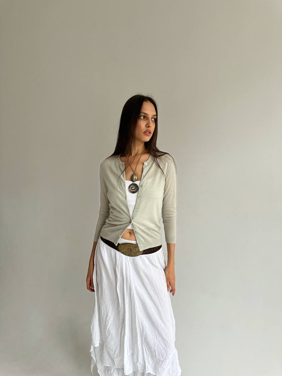 Y2K wool and cashmere sage cardigan