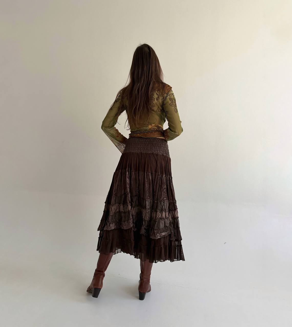 Vintage rayon brown velvet skirt