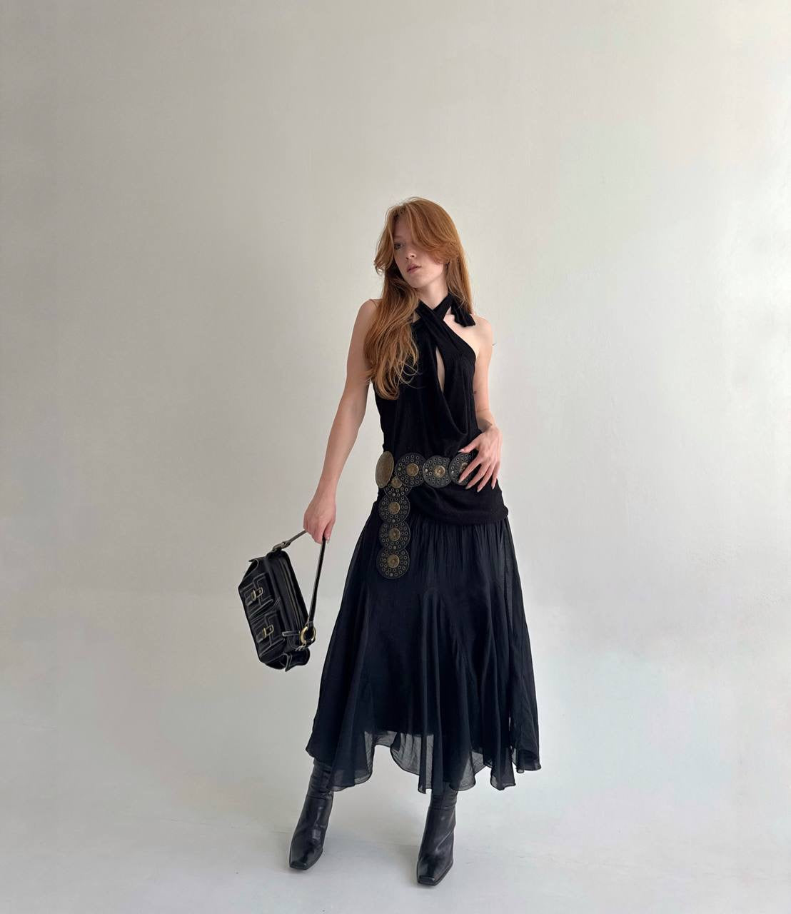 Vintage flowy skirt made of 60% silk 40% viscose