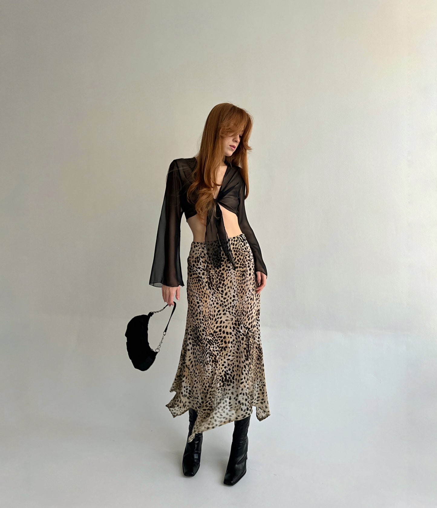 Vintage asymmetrical animal printed skirt