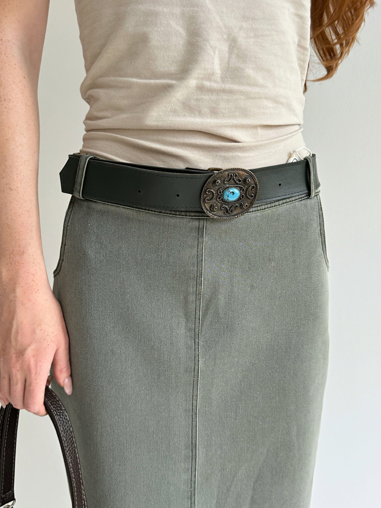 Brand new vintage grey denim maxi skirt