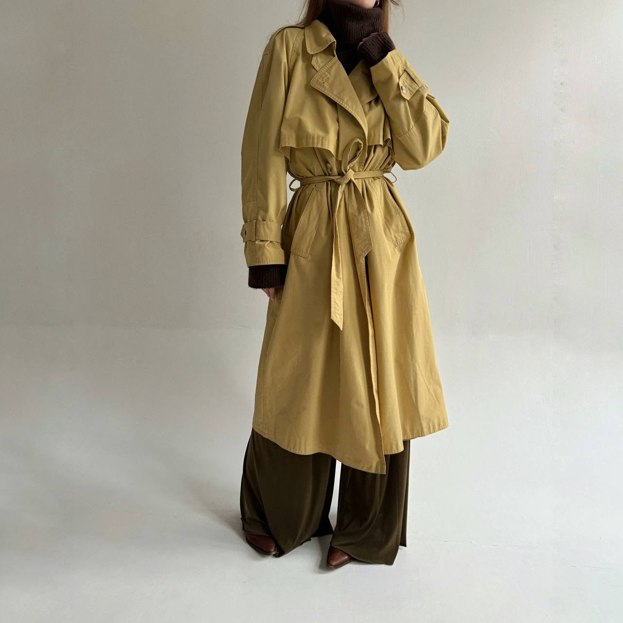 Vintage cotton blend long trench coat