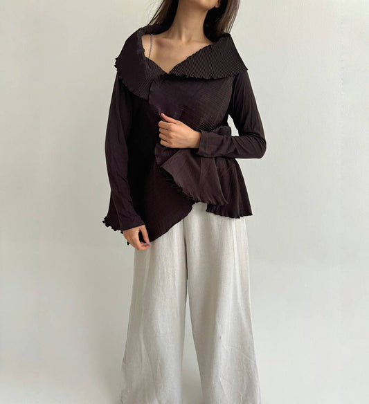 Vintage pleated avant garde cotton cardigan