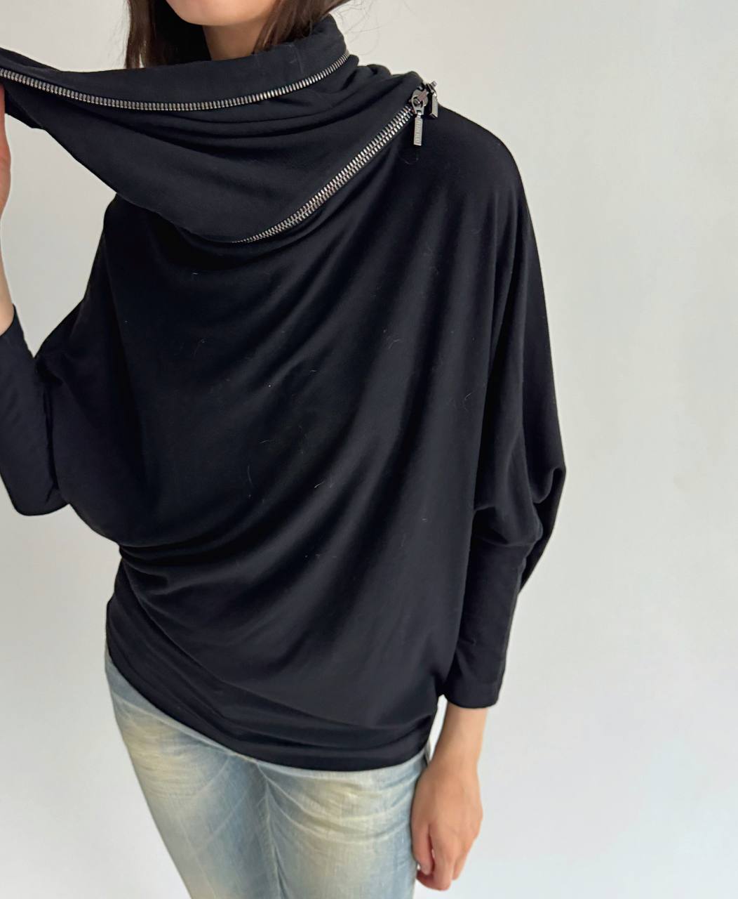 Vintage Plein Sud viscose avant garde zipper embellishment blouse