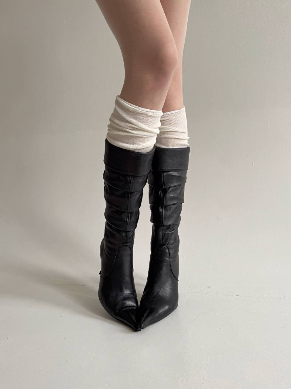 Vintage faux leather black boots