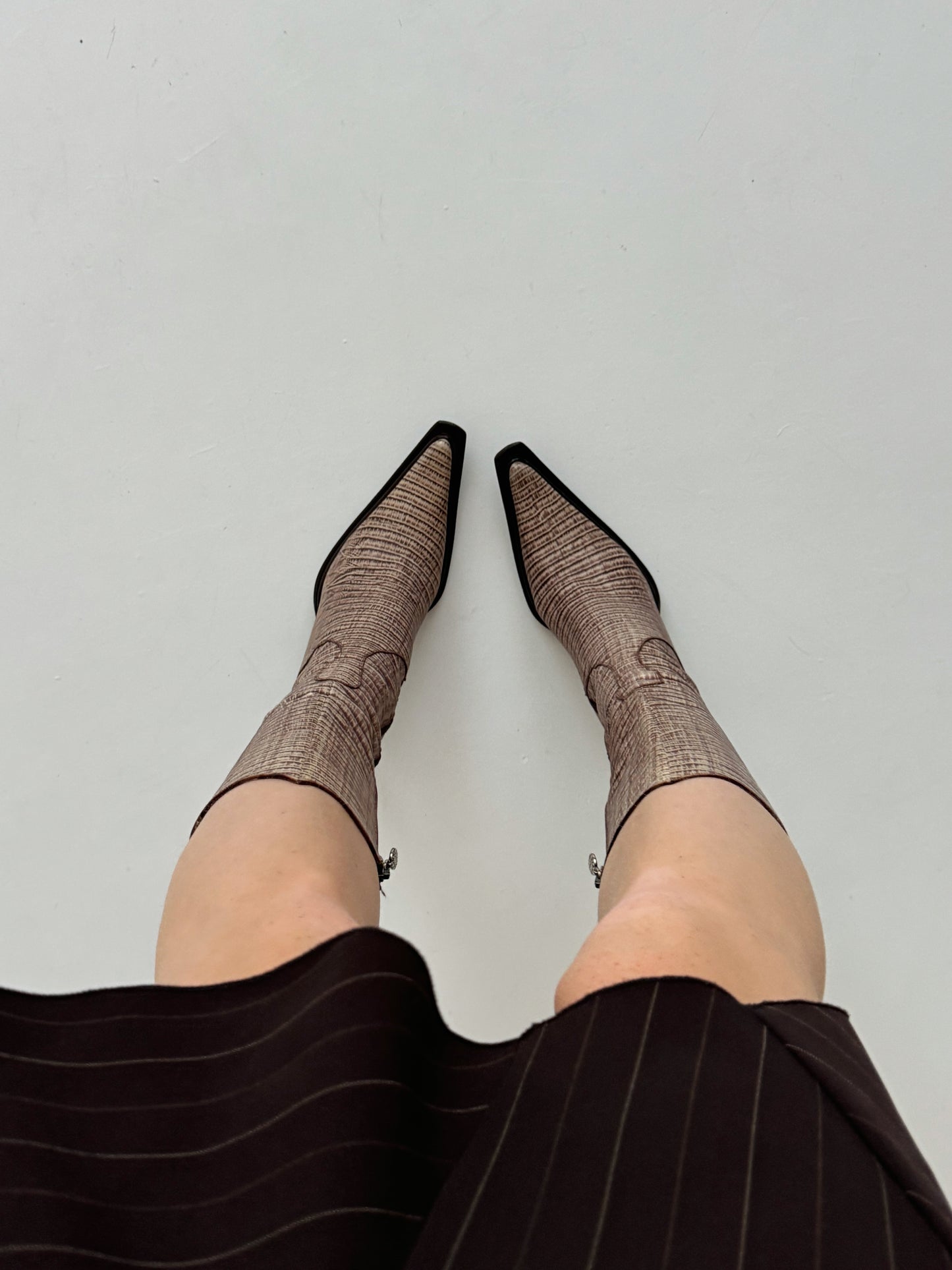 Vintage genuine leather crocodile imitation boots