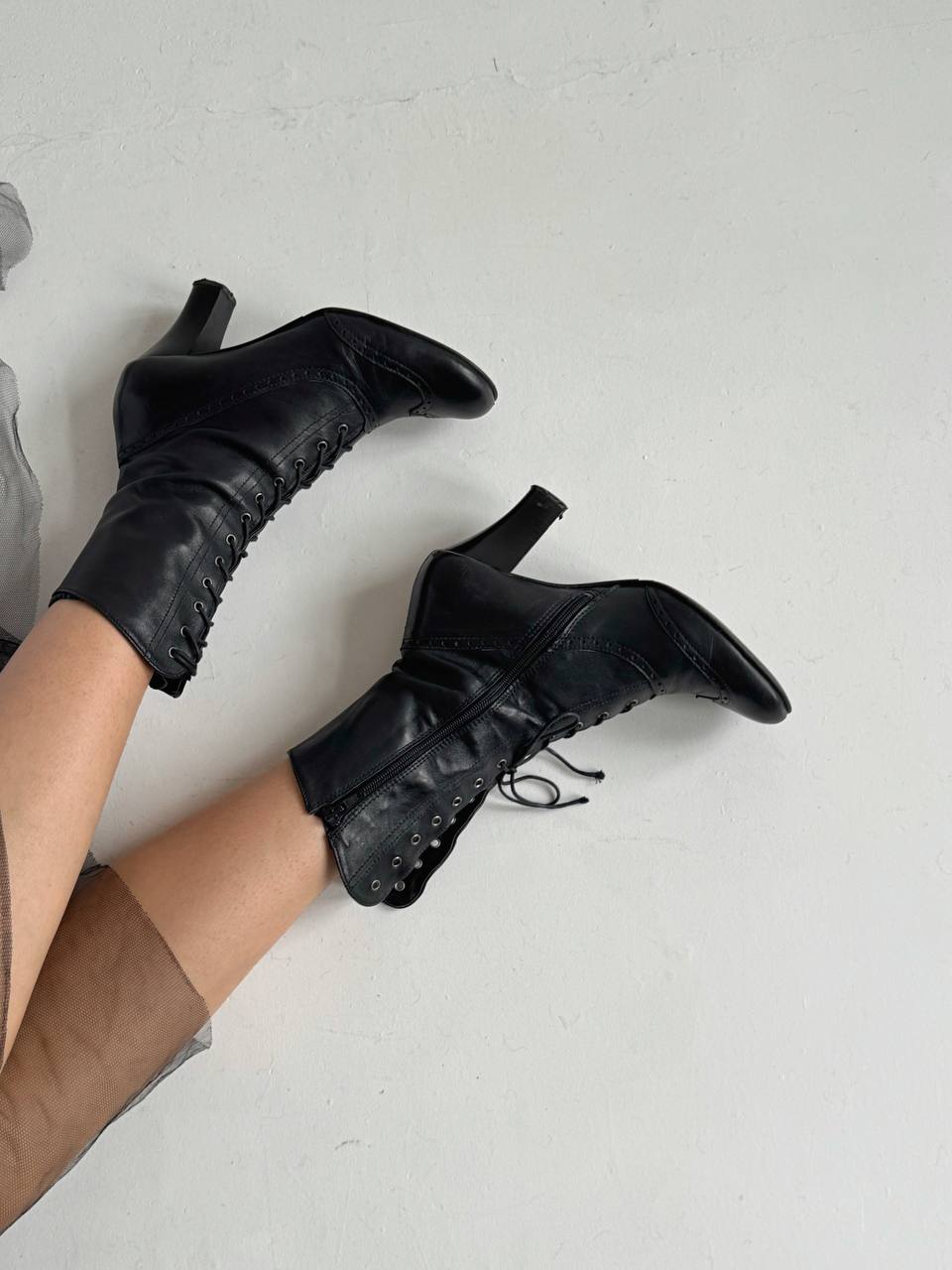 Vintage genuine leather Victorian boots