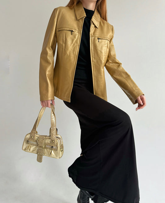 Vintage genuine leather golden jackets
