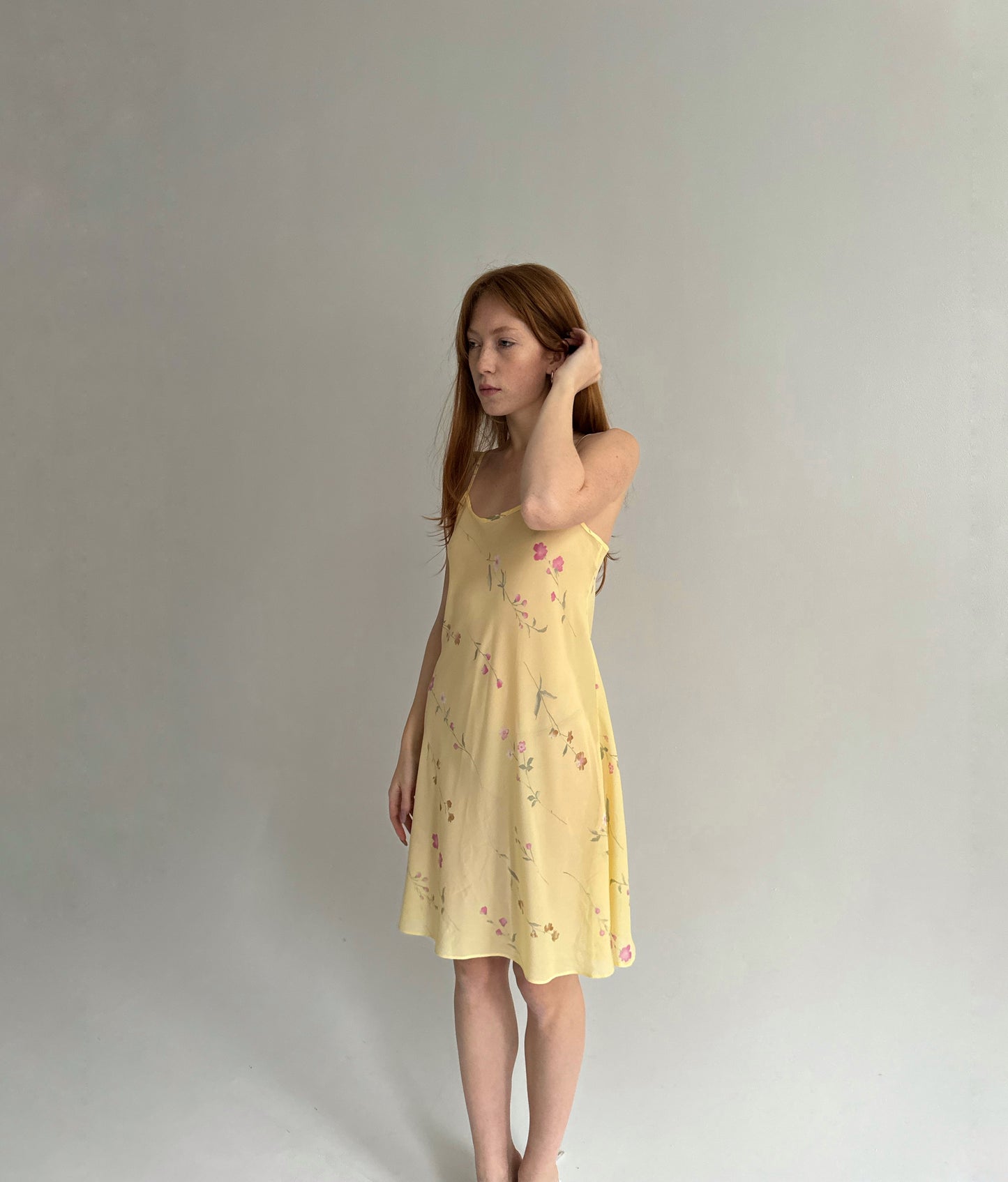 Vintage slip dress with flower pattern