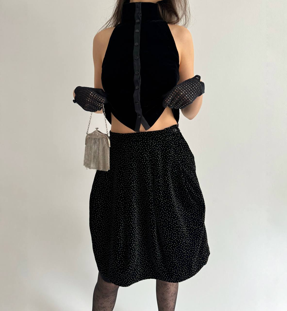 Vintage Giorgio Armani velvet polka dot skirt