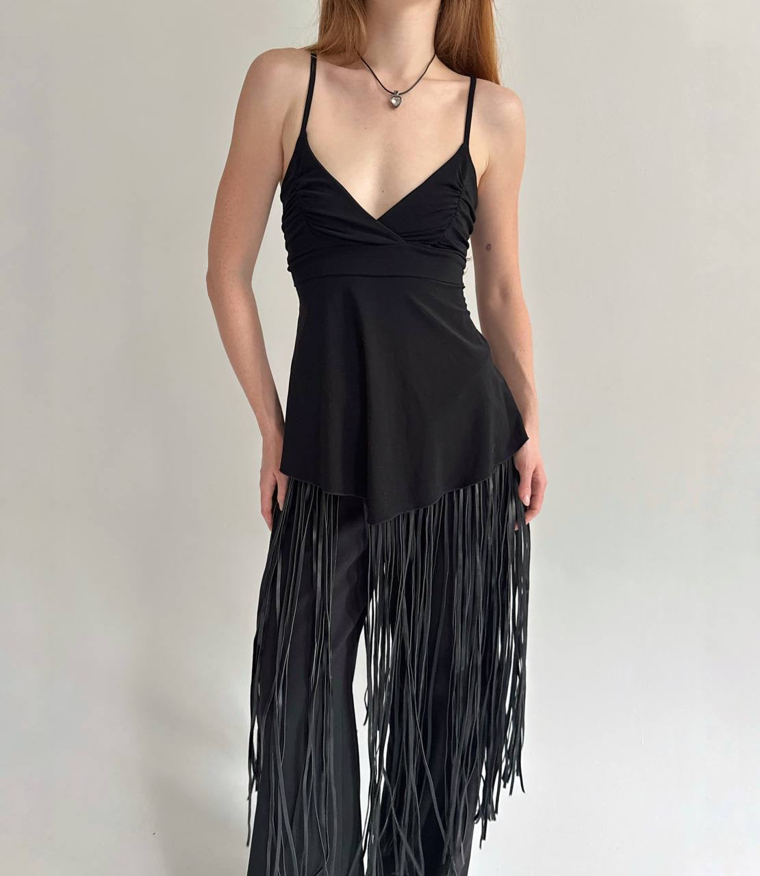 Y2K black elastic cami top