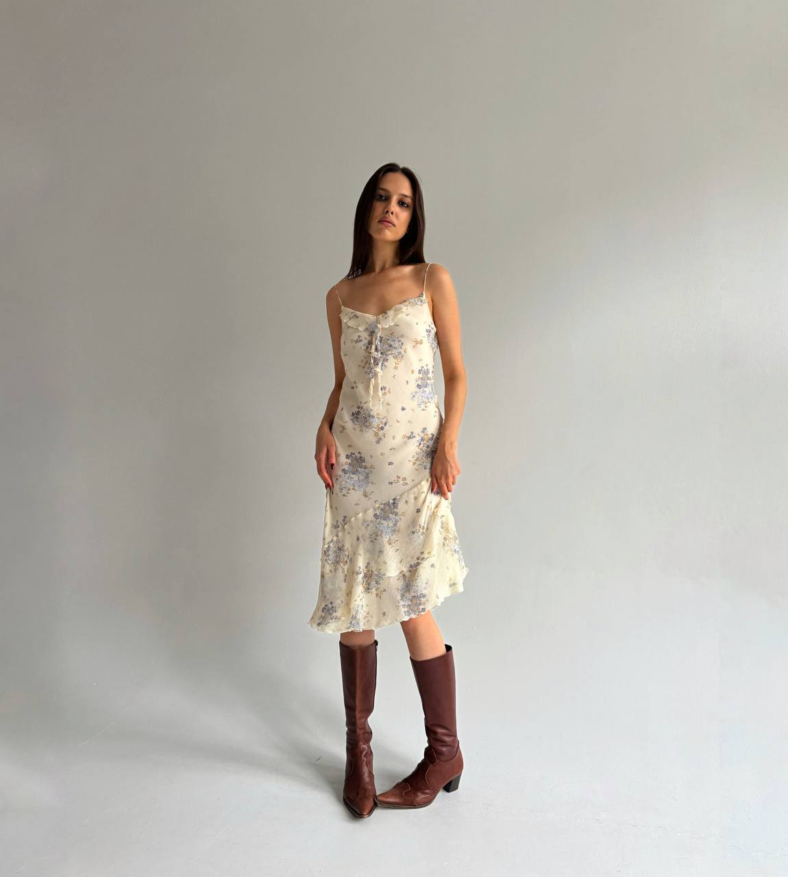 Vintage pure silk flower print dress