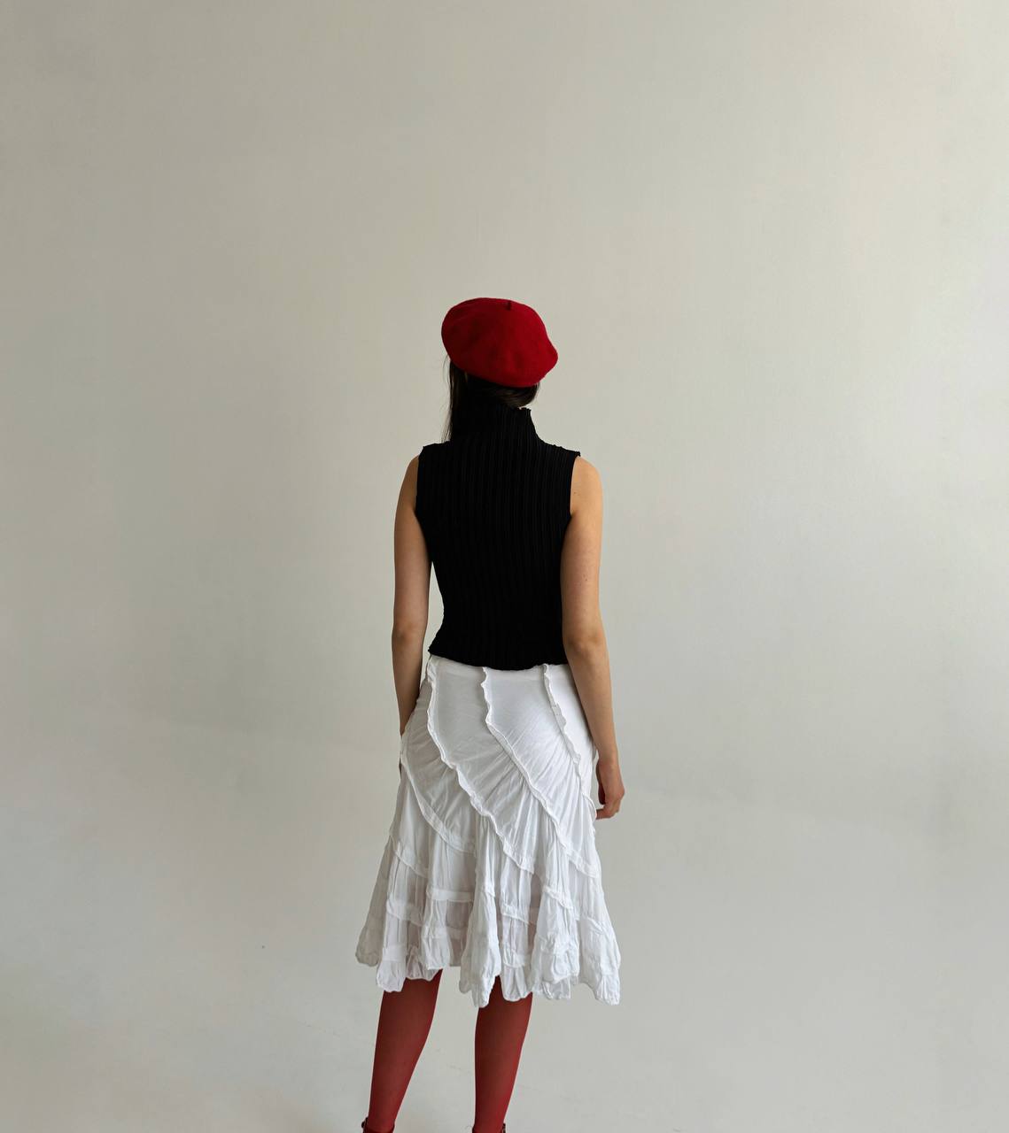 Vintage cotton white ruffled skirt