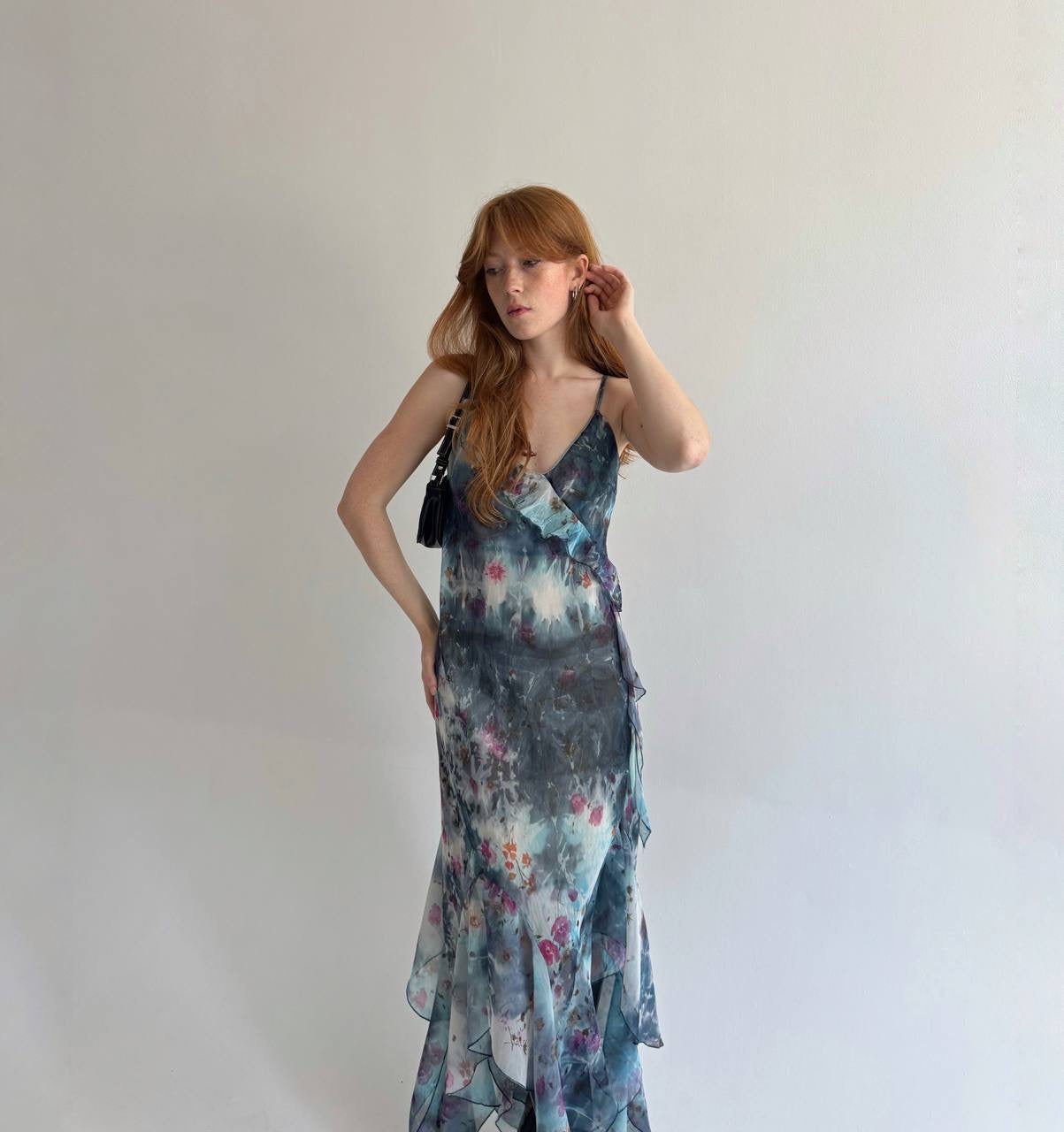 Vintage asymmetrical printed dress