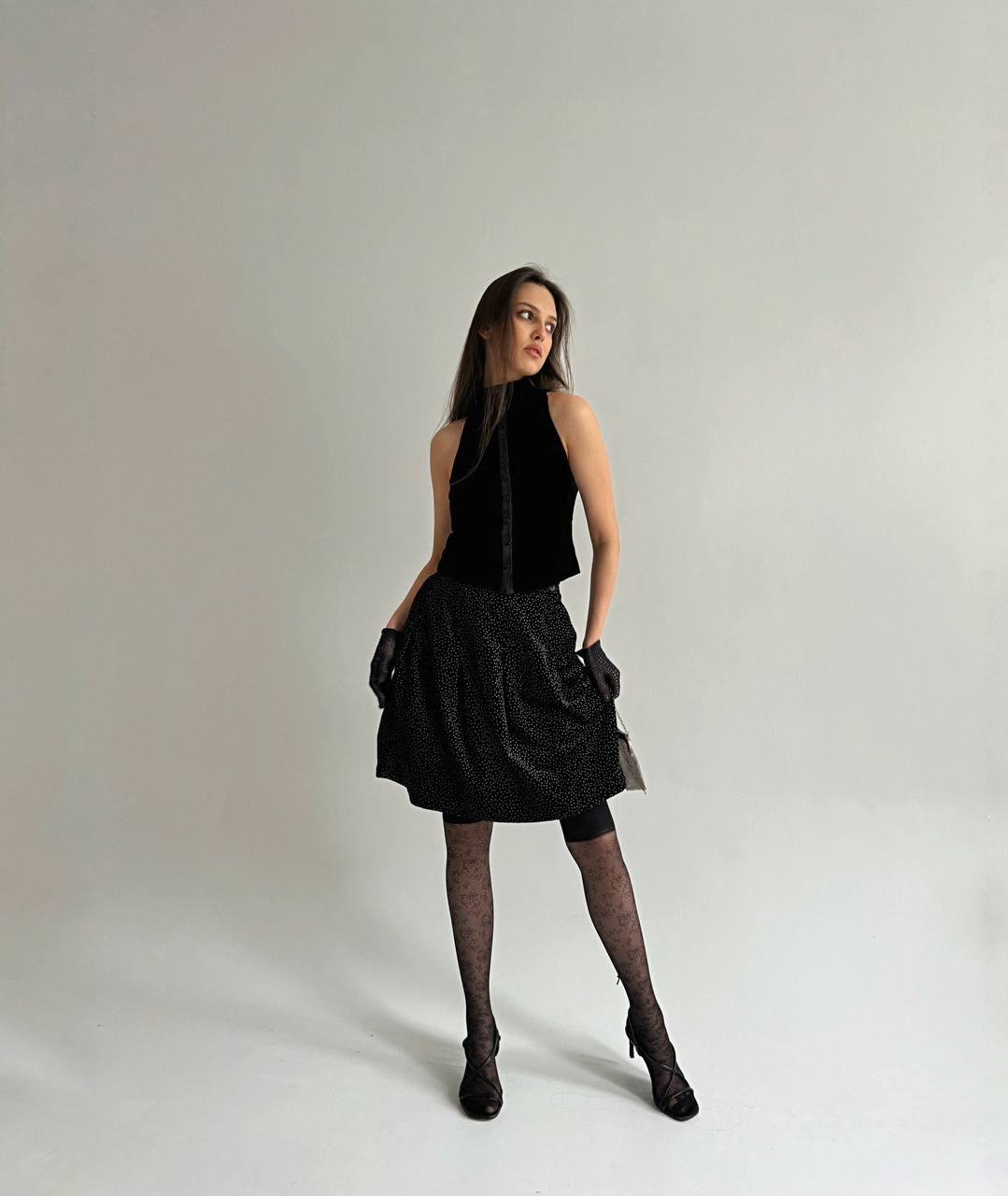 Vintage Giorgio Armani velvet polka dot skirt