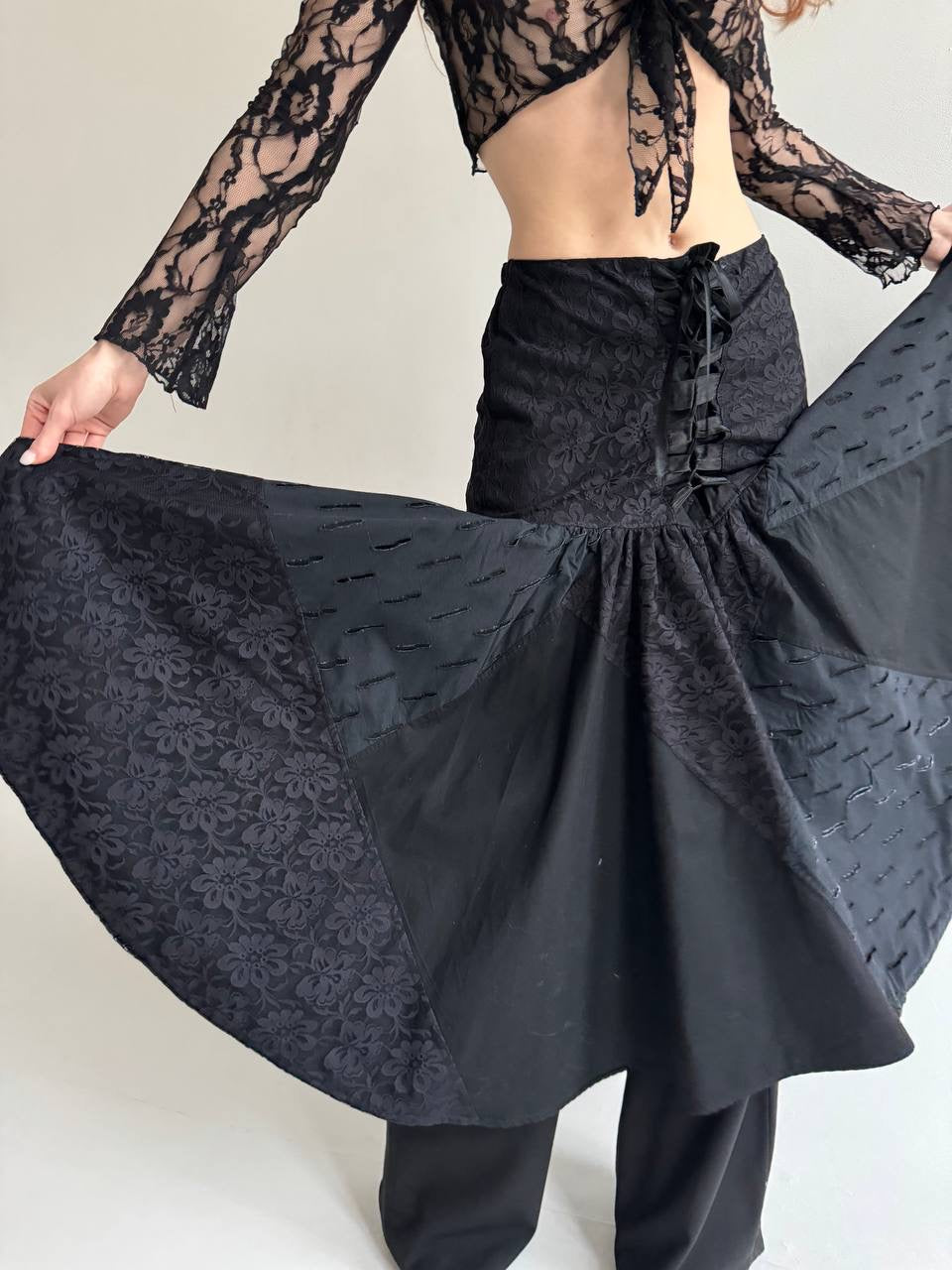 Vintage cotton made in France gothic maxi skirt