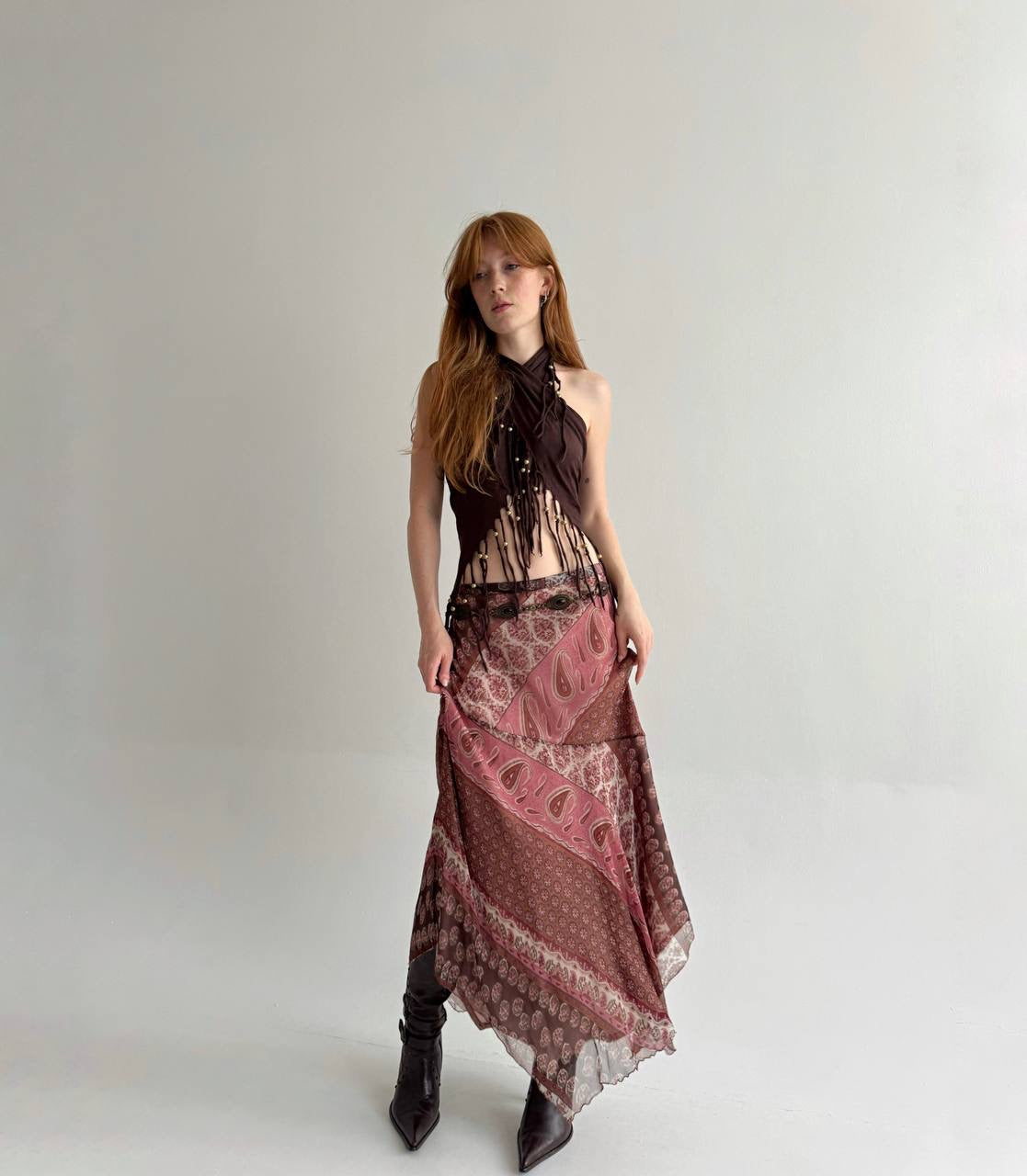 Rene Derhy viscose asymmetrical skirt