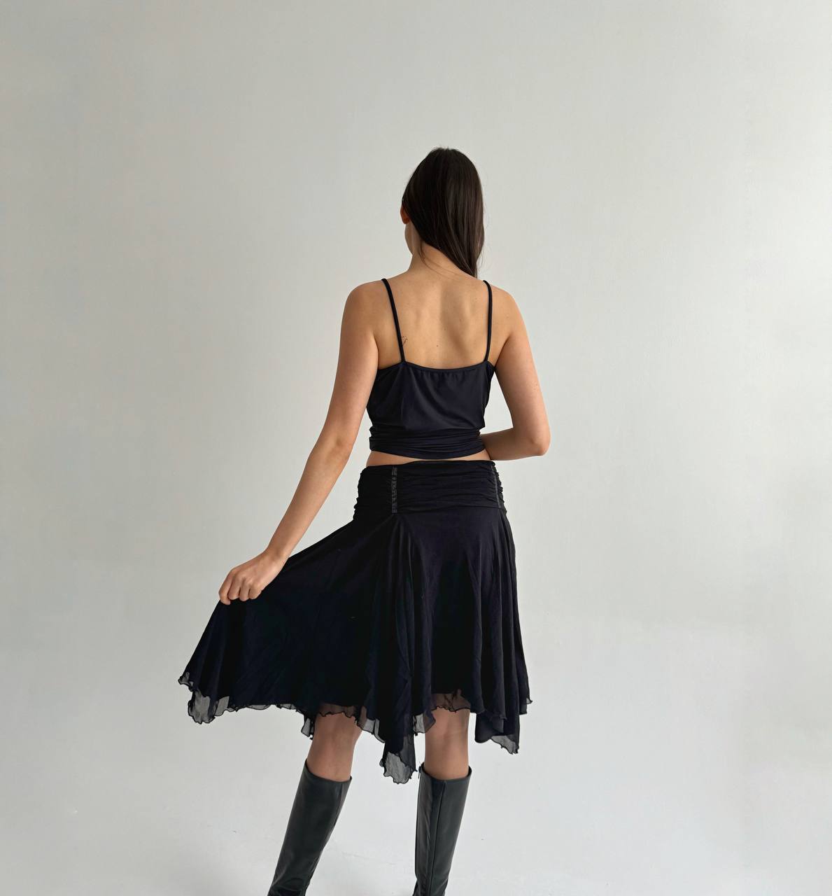 Vintage gothic asymmetrical black skirt