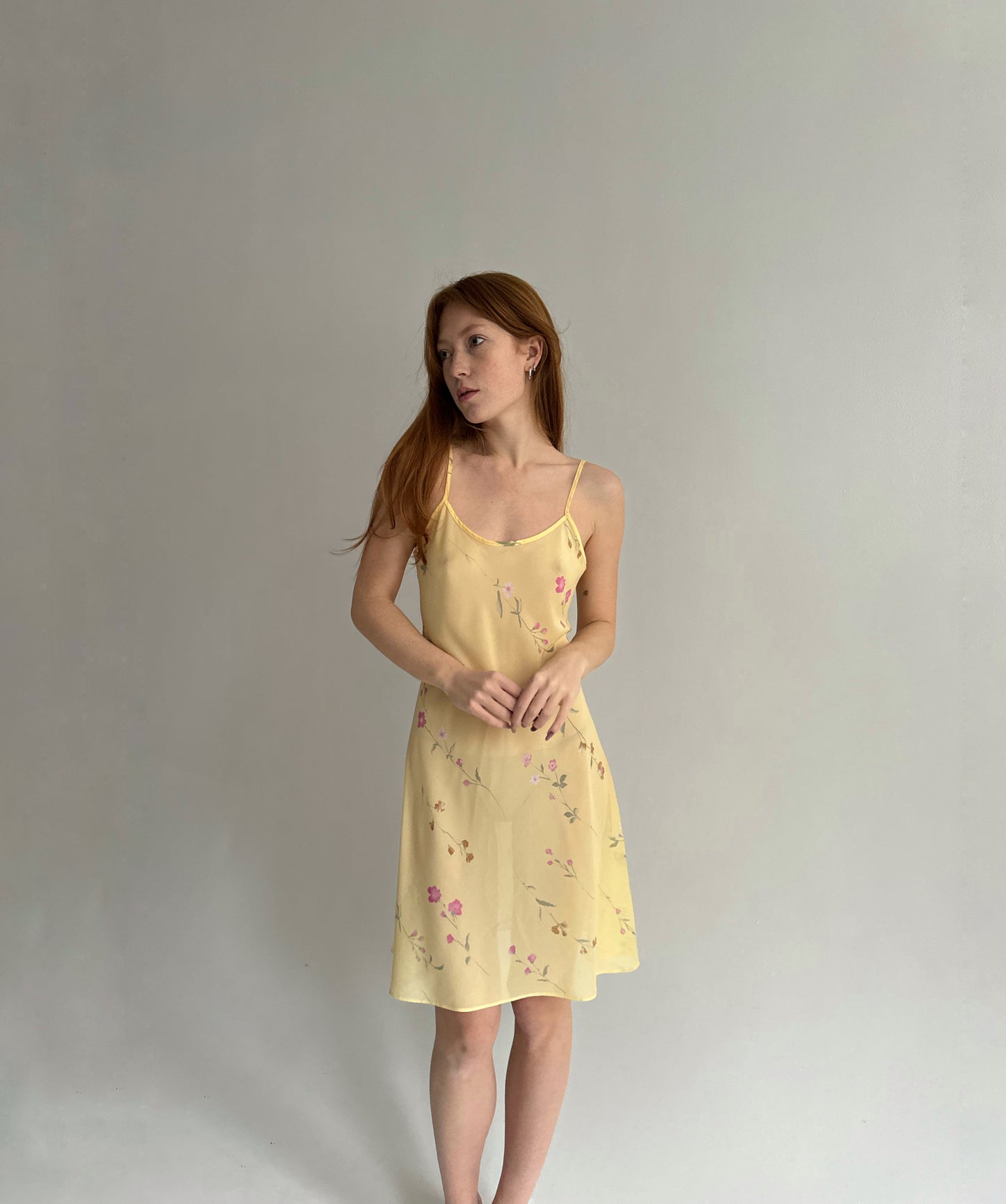 Vintage slip dress with flower pattern