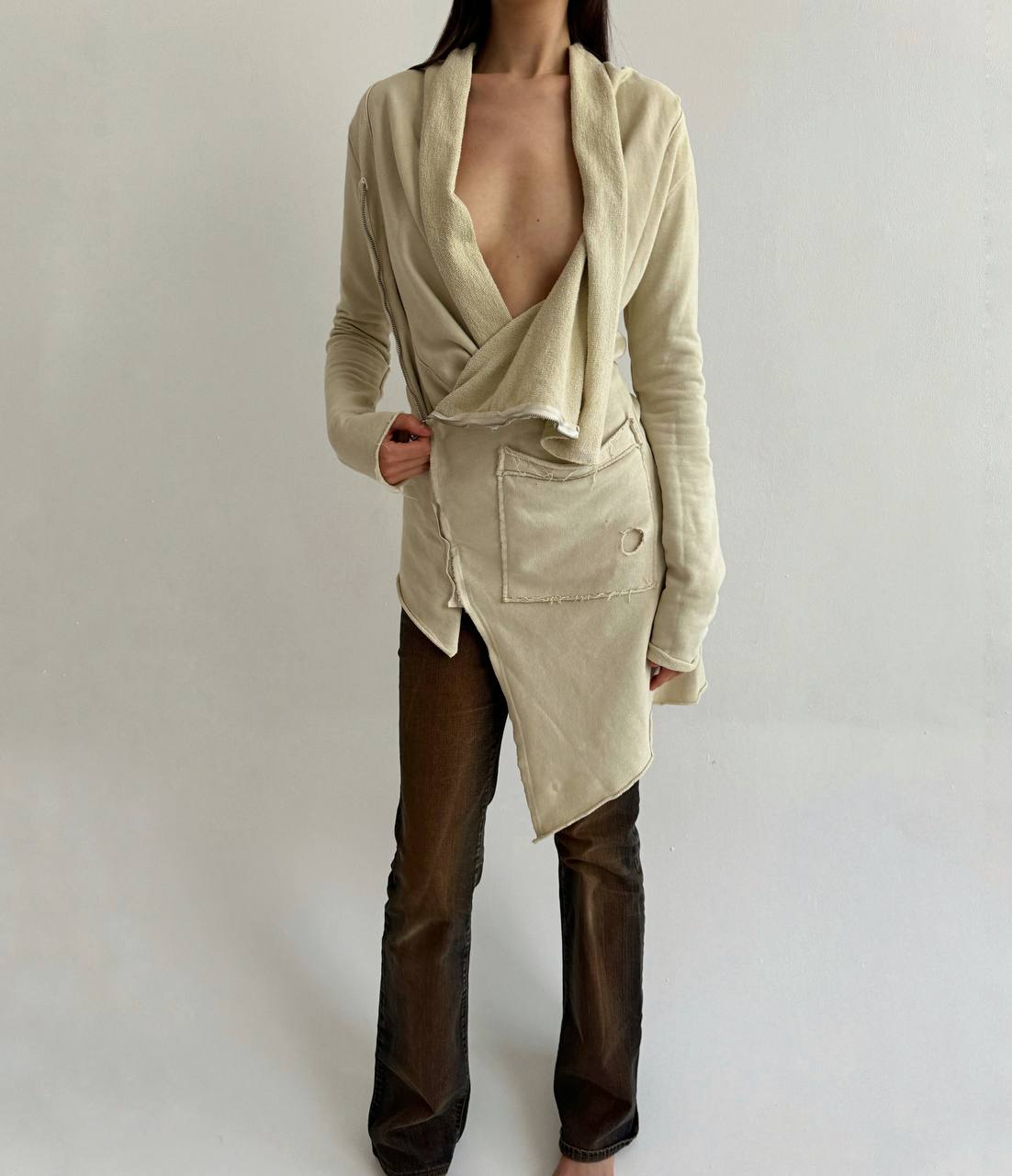 Vintage cotton cream avant garde cardigan