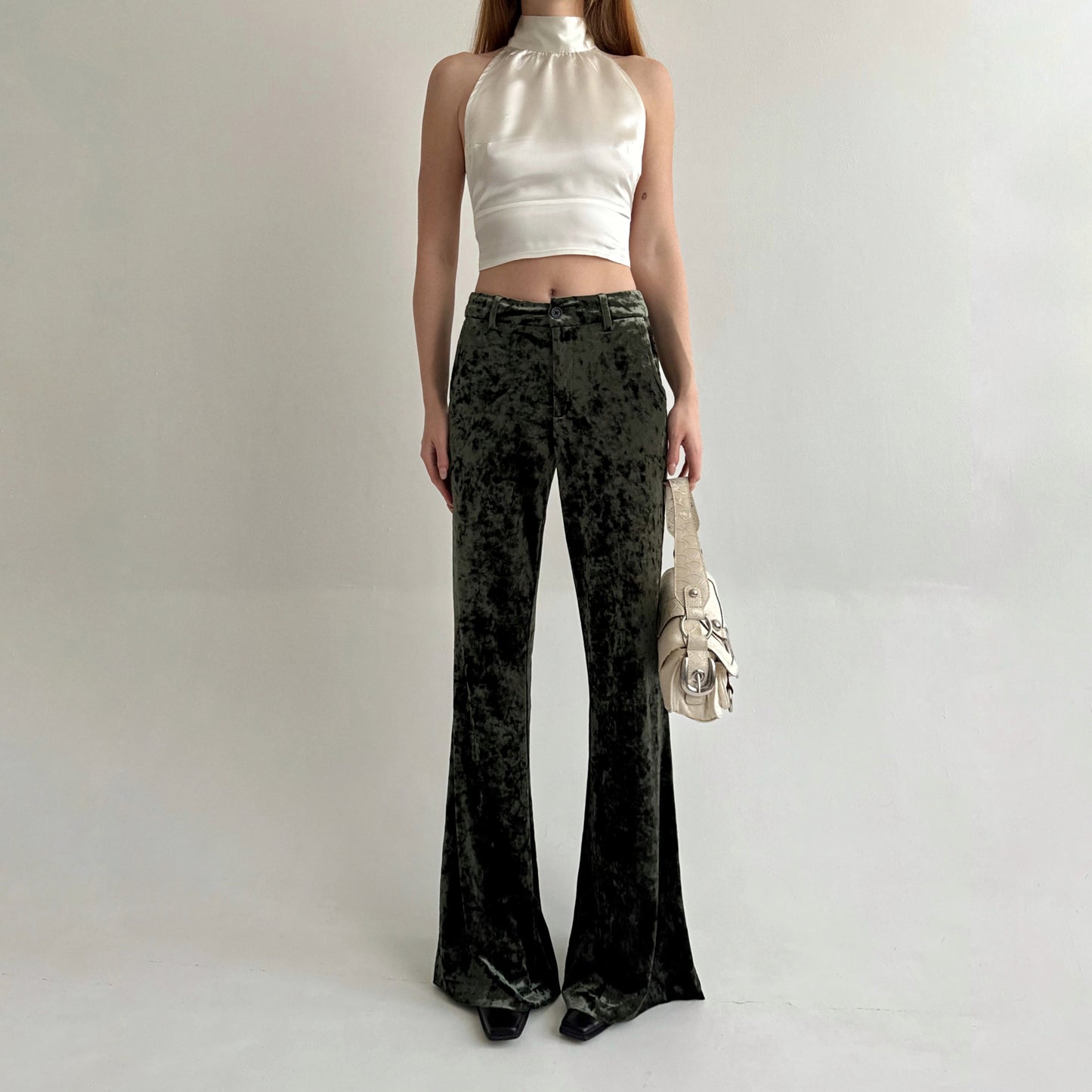 Vintage khaki veloure flared pants