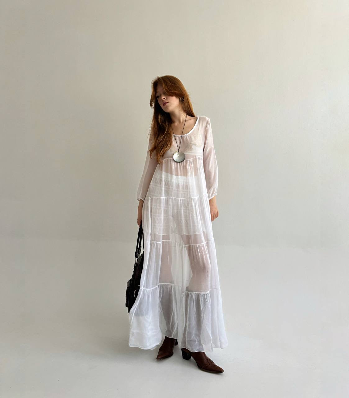 Vintage 30% silk 70% viscose super light and flowy dress