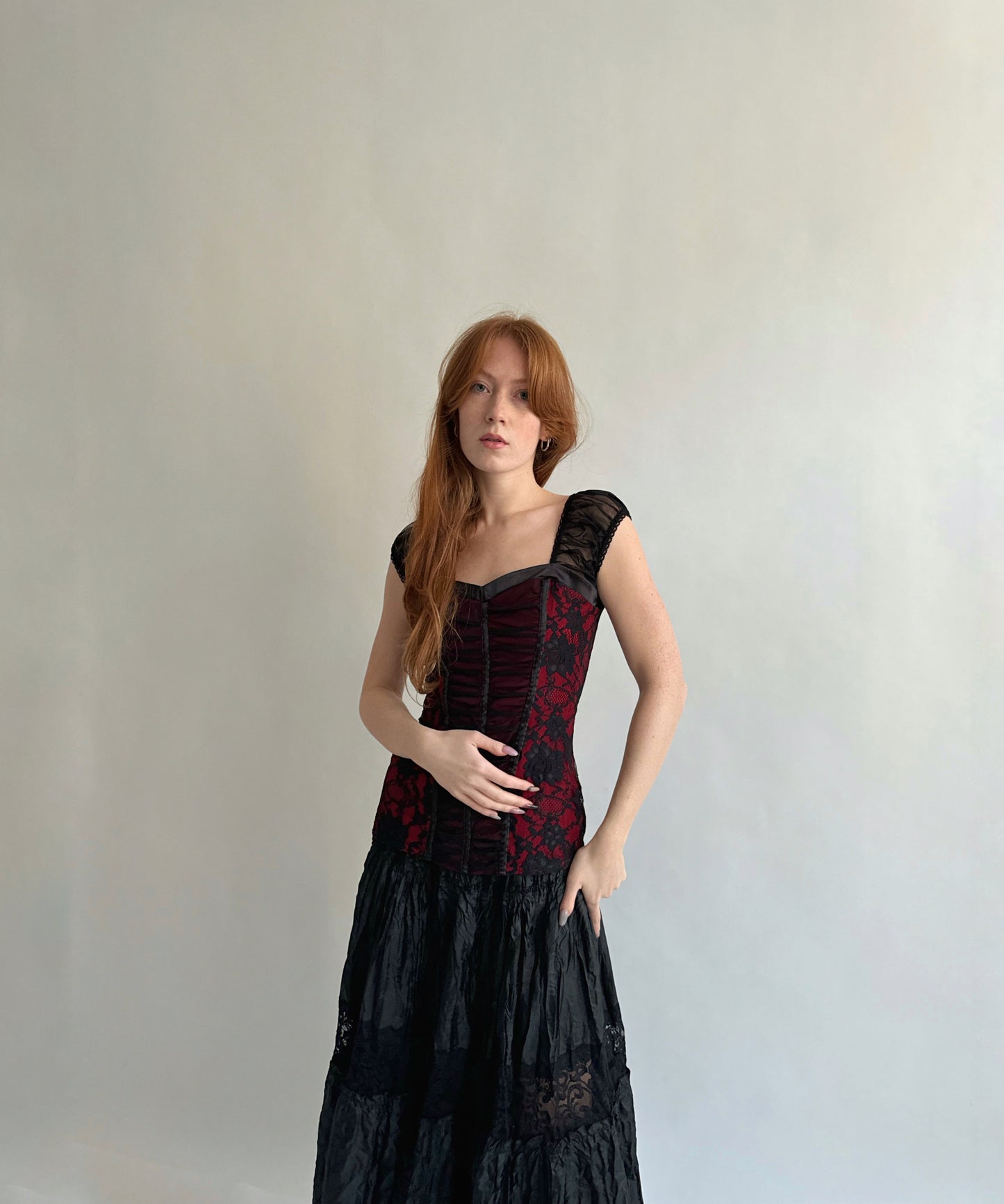 Vintage gothic blouse with lace