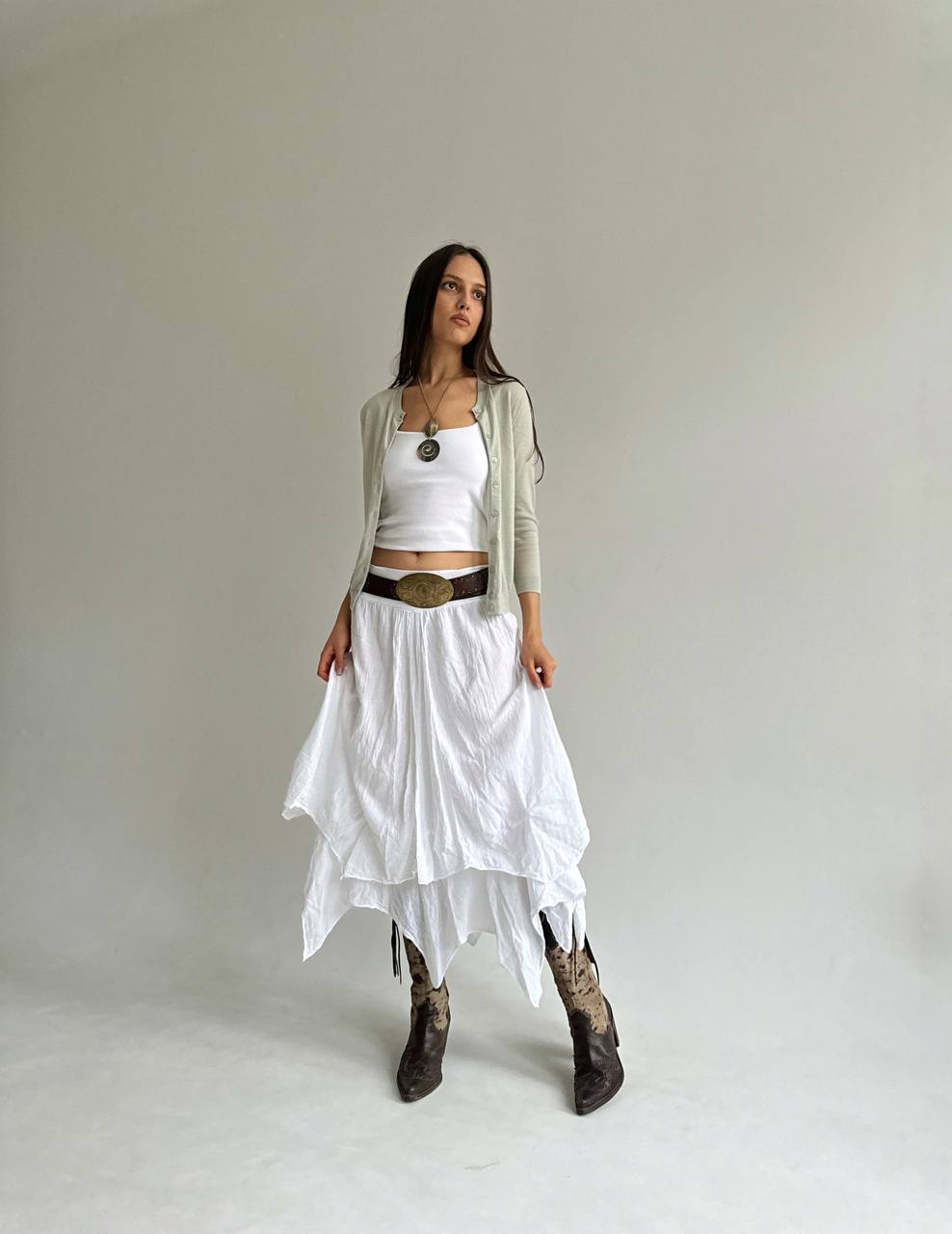 Vintage cotton asymmetrical white skirt