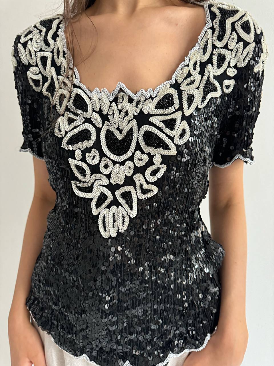 Vintage sequin beaded blouse