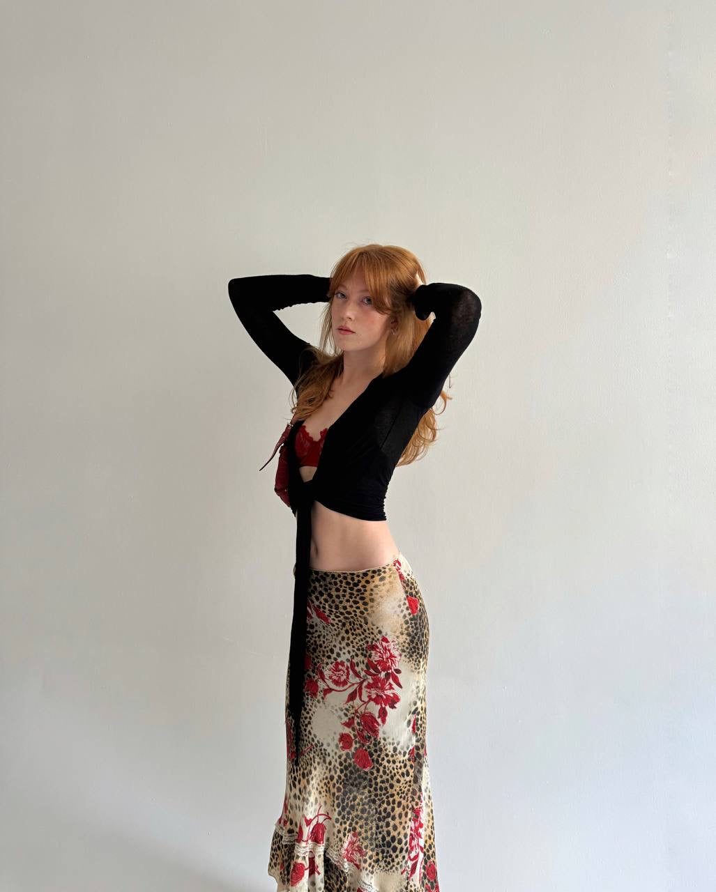 Vintage viscose leopard print asymmetrical skirt