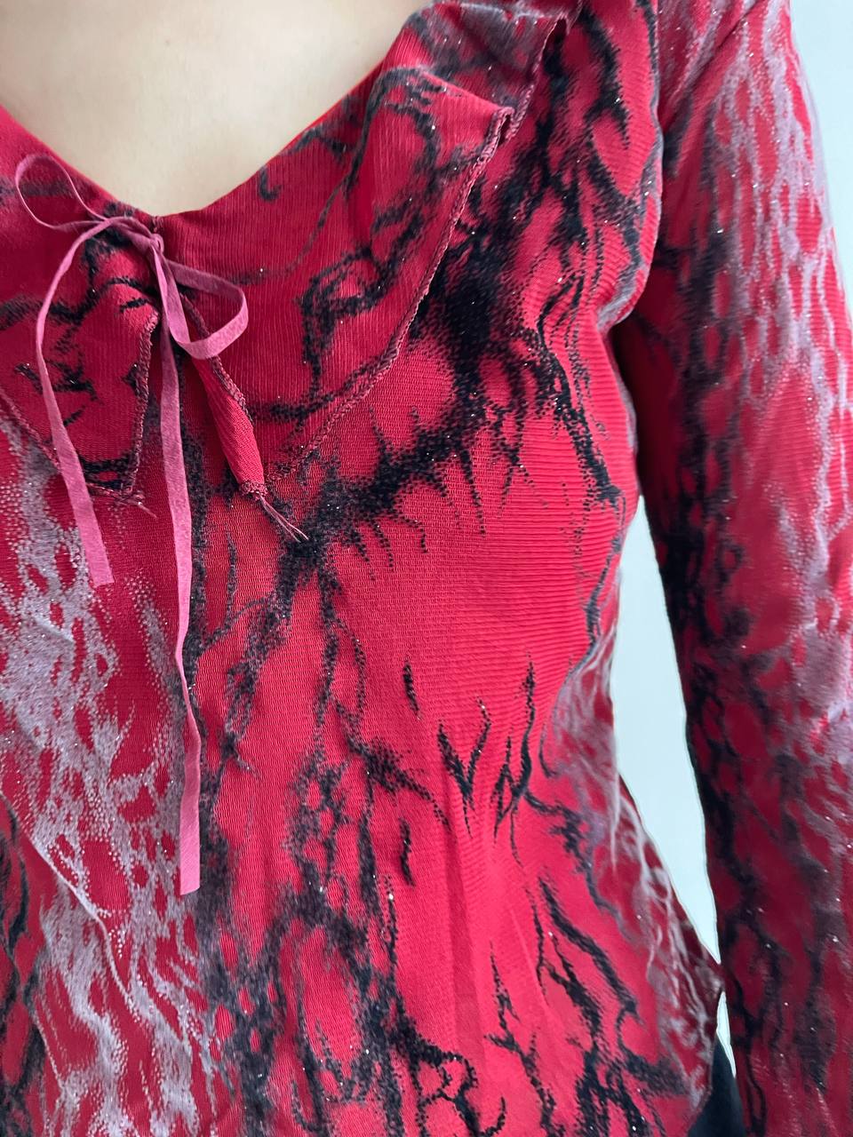 Vintage French red gothic blouse