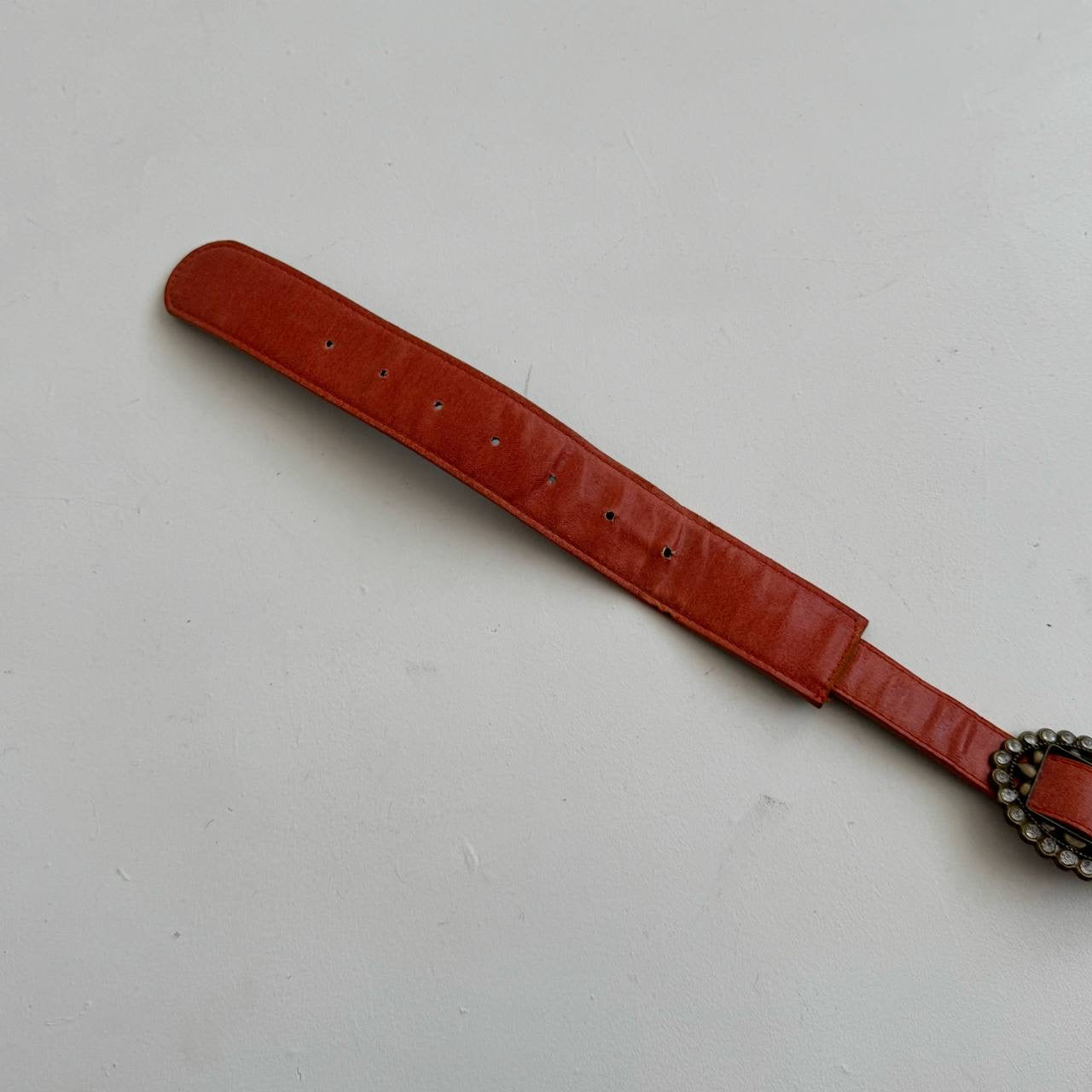 Vintage faux leather belt with metal details