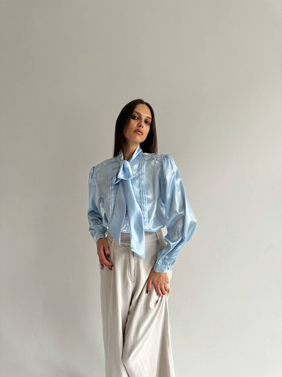 Vintage satin blue blouse