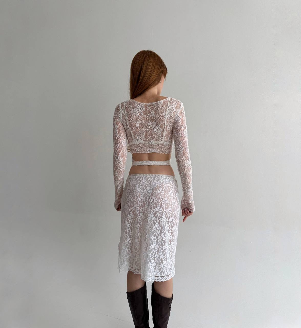 Vintage white lace slip skirt