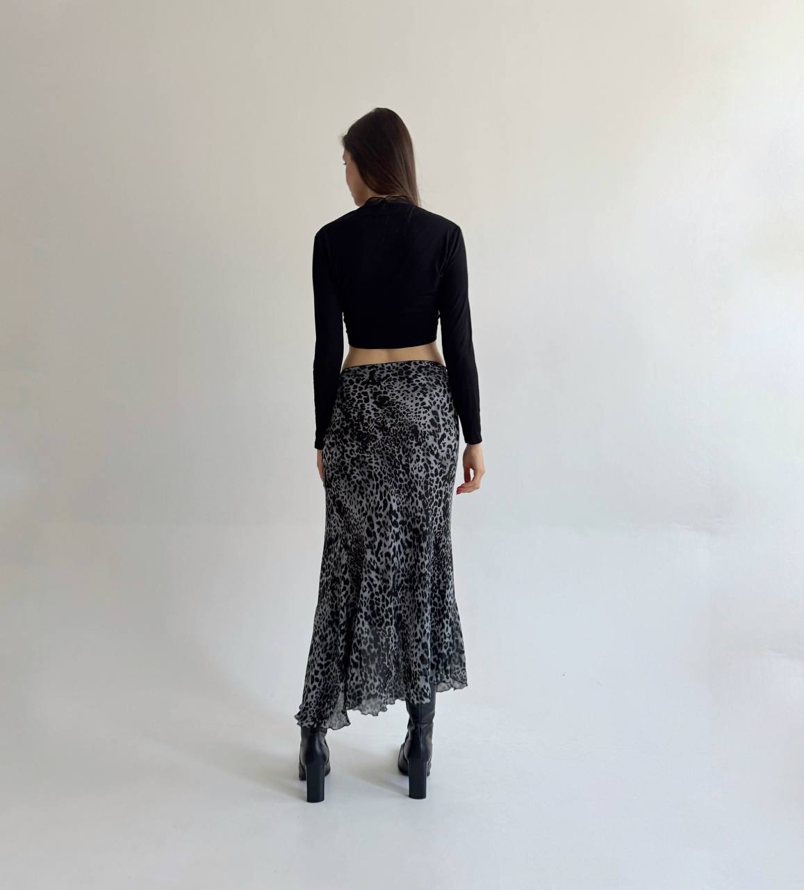 Vintage leopard print blue skirt