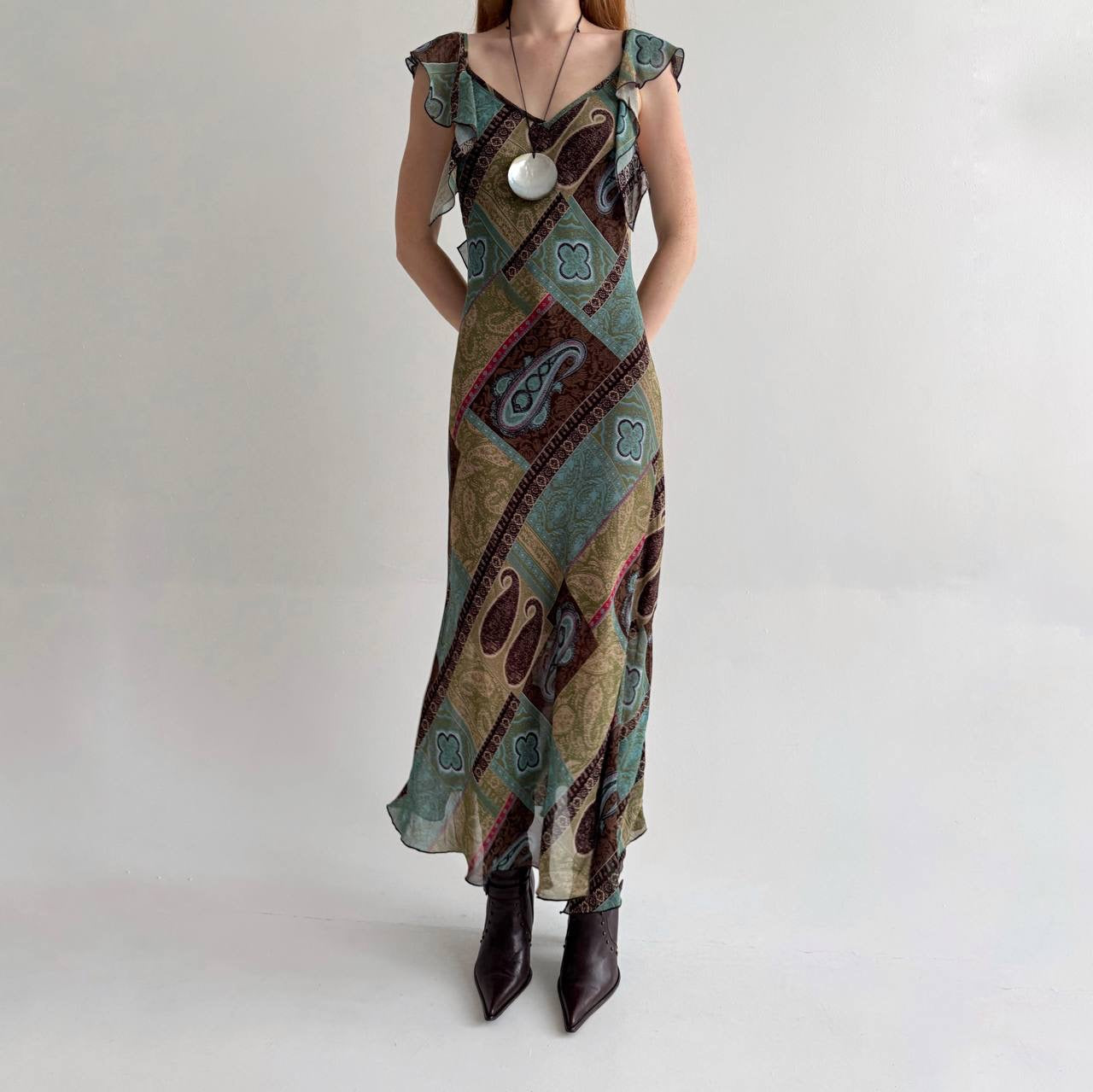 Vintage viscose boho long dress